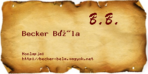 Becker Béla névjegykártya